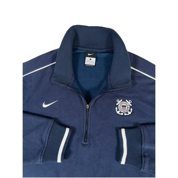 Nike US Coast Guard Navy Blue Quarter Zip Pullover Men's L Nautical Sailor USA‎
