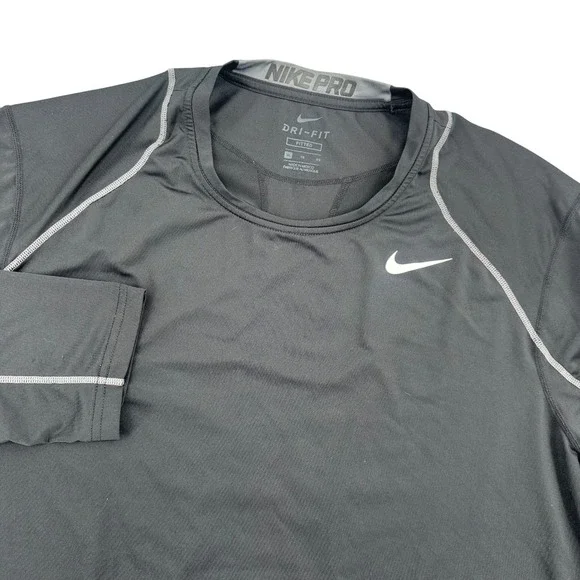 Nike Pro Dri-FIT Mens XL Black Long Sleeve Fitted Compression Training Shirt