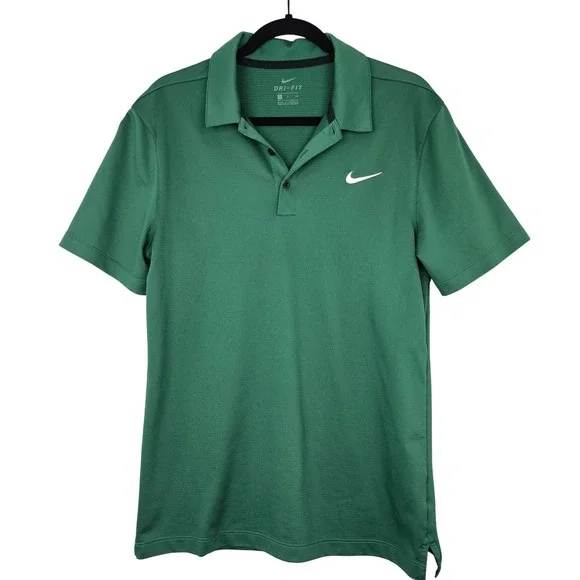 Nike Dri-FIT Men's Small Green Short Sleeve Golf Polo Shirt Performance Swoosh‎
