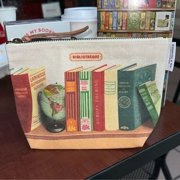 Cavallini & Co. San Francisco Library Print Vintage Cotton Leather Pouch