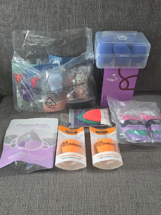 Makeup Beauty Sponge Collection In A Variety Of Colors, Shapes, & Brands, New.