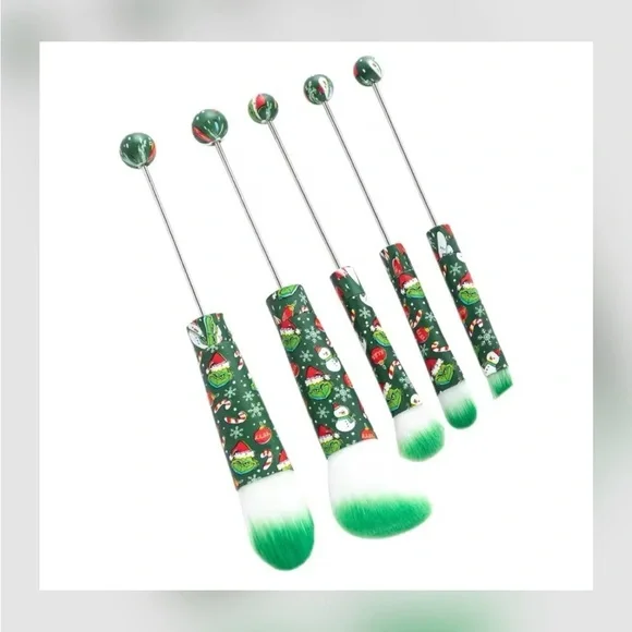 CRAFTING - Beadable Grinch Green Makeup Brush Set