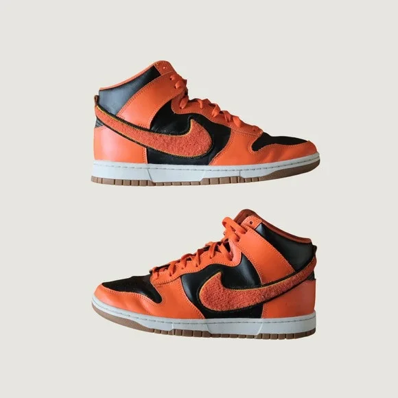 Nike Dunk High Mens Orange Chenille Swoosh Streetwear 10.5 DR8805-002