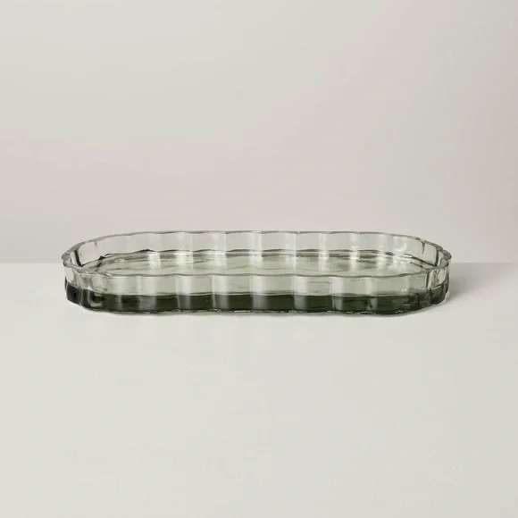 Fluted Glass Bathroom Tray Light Green - Hearth & Hand™ with Magnolia