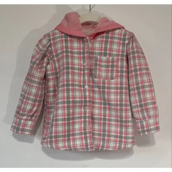 Buffalo David Bitton Pink And Gray Plaid Flannel Jacket   Size 3T