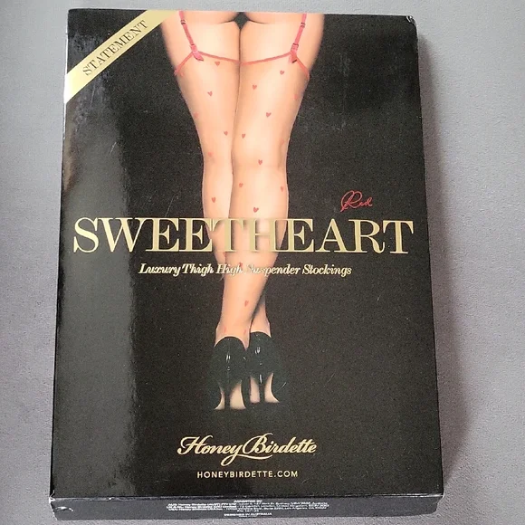 Honey Birdette Red Heart Thigh-High Stockings