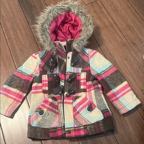 Urban Republic Girls' Plaid Jacket with Faux Fur
