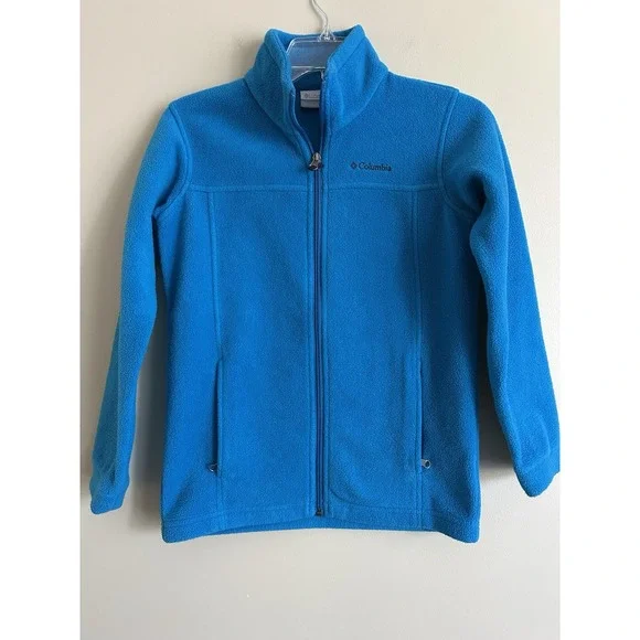 COLUMBIA Girls Full Zip Bright Blue Fleece; Size Medium‎ (10/12)