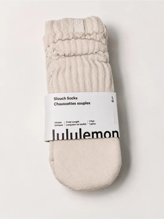 Lululemon Slouch Socks Cream Ivory Crew Length Unisex Cozy Lounge Sock NWT