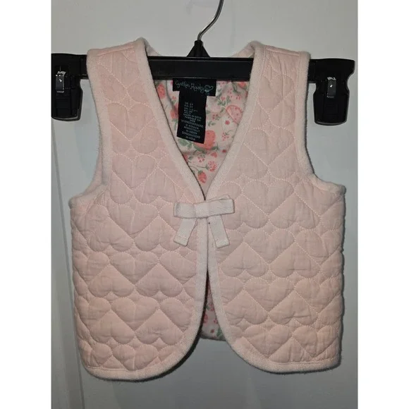 Cynthia Rowley‎ Kids Pink Heart Quilted Vest Strawberry Floral Lining Size 2T