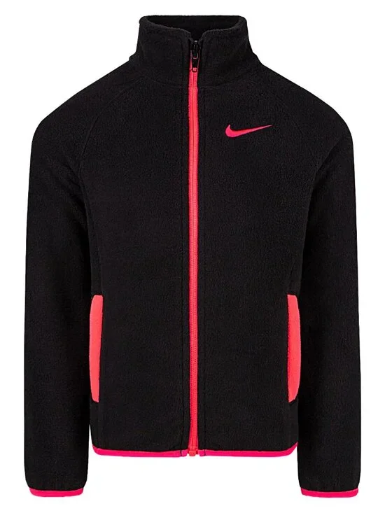 Nike Girls Black Pink Full Zip Fleece Jacket Size 6X NWT