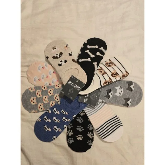 Lot Of 9 pairs HELLO Socks ‎ No Show Socks Liners Variety - Size Fits Most