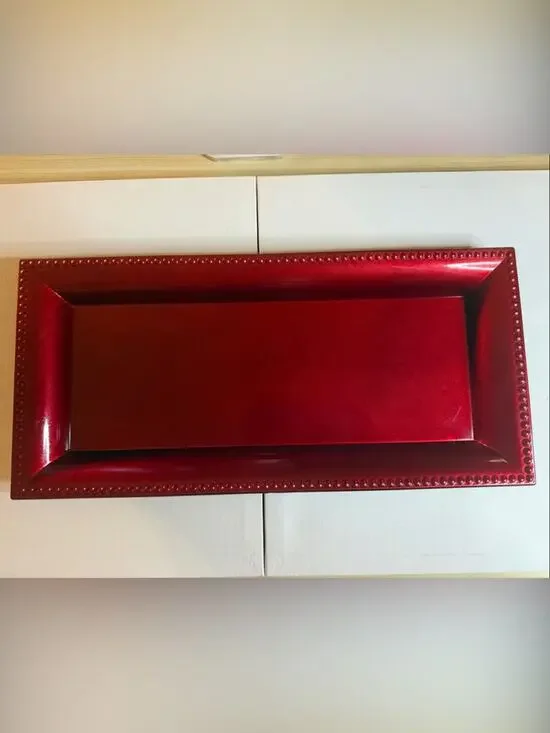 Red Decorative Rectangular Serving Tray - Home Bath