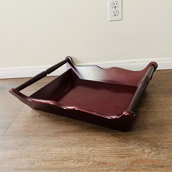 Wooden Serving Tray in Dark Cherry