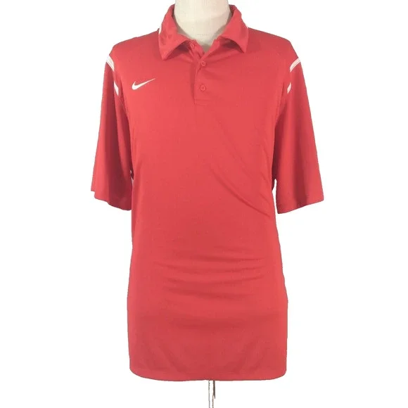 Nike Polo Shirt Mens 2XL Red Short‎ Sleeve Dri Fit Performance Sportswear