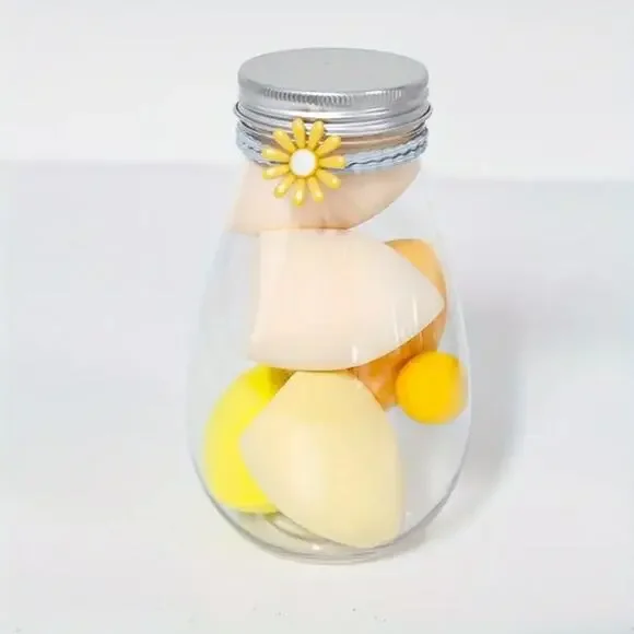 Yellow~~6pcs‎ Soft Teardrop Makeup Sponge in Drift Bottle