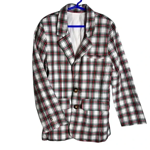 Kids Bella Bliss Plaid Blazer Jacket White Red Green Button Front Size‎ 12