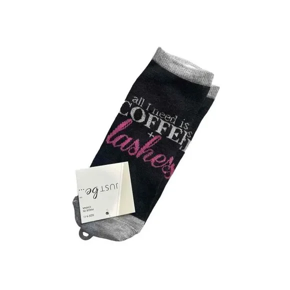 Justbe|coffee Lover Graphic Crew Socks Women’s Size 9-11‎ NWT
