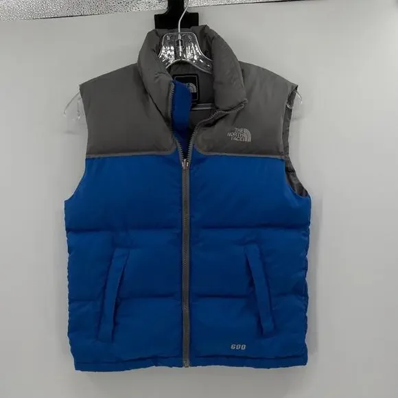 The North Face Boys 600 Down Puffer Vest - Blue/Gray - Medium