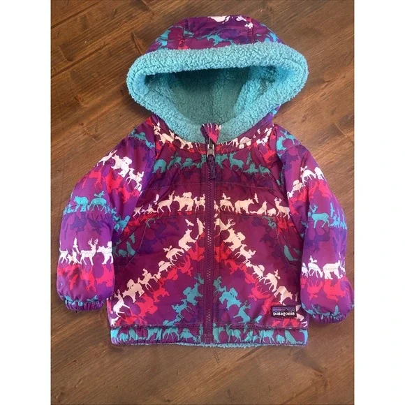 Patagonia Tribbles Reversible Toddler Puffer‎ Coat Fleece Girls 12 Months