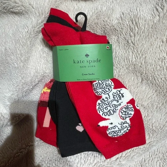 NWT Pack of Three Pairs Kate Spade Crew Socks