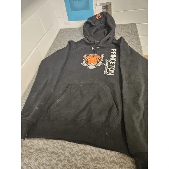Vtg Nike Princeton Tigers‎ Sweatshirt Mens Small Black Center Swoosh Hoodie
