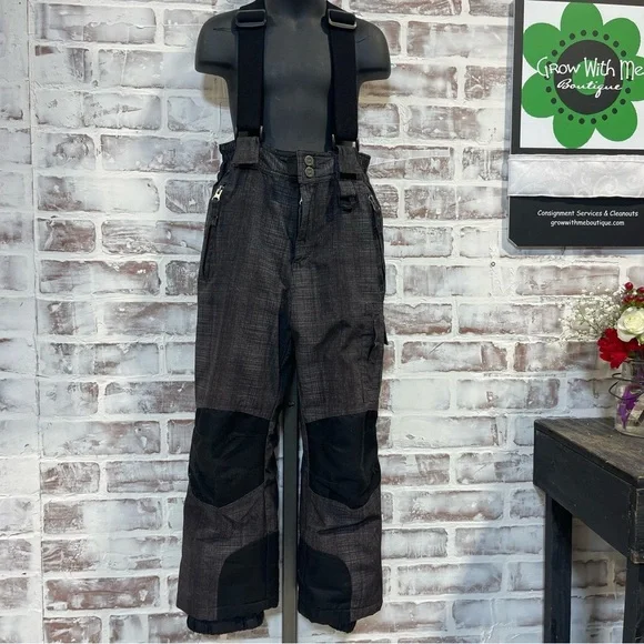 Weatherproof snow bibs  Charcoal Suspender Pants kids size 5/6