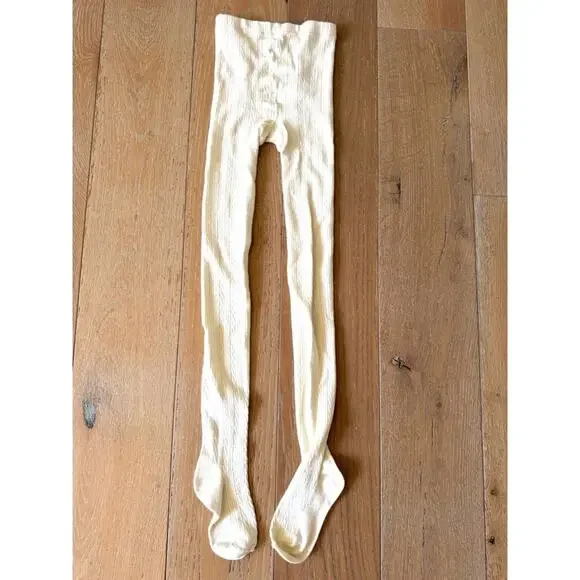 HUE Cable Knit Tights S/M Cream Ivory Cozy Stockings