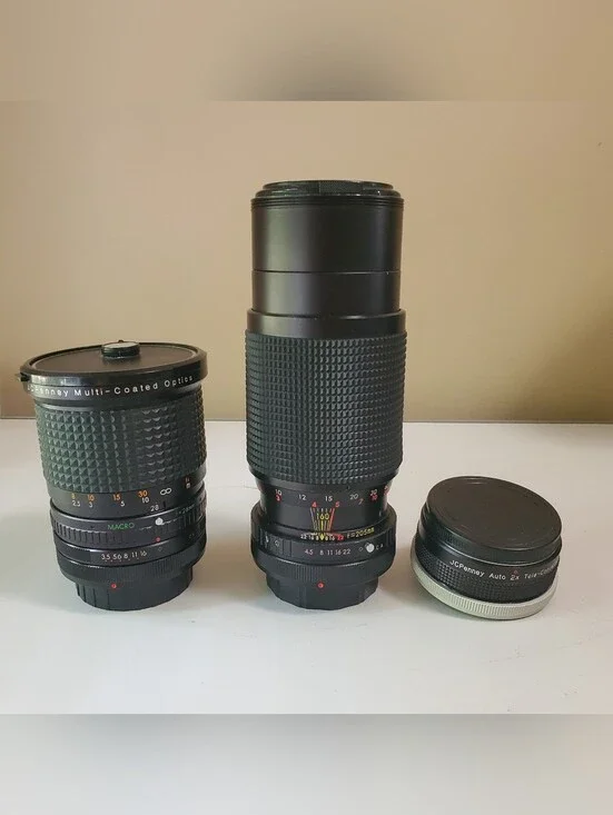 Vintage JCPenney Camera Lens Set with Telephoto, Macro & Multi Coated Optics