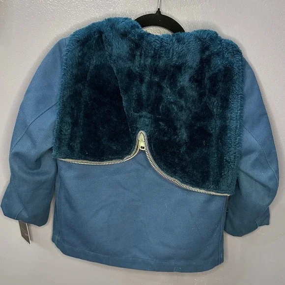Rare‎ Mighty Mac Vintage Kids Blue Faux Fur Lined Workwear Winter Jacket Size 8