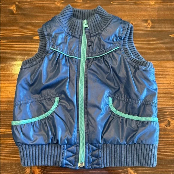 Vintage Old Navy‎ Toddler Girls Navy Vest with Teal Trim Size 3T