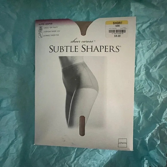 JCPenney Sheer Caress Subtle Shapers Super Shaper Pantyhose Sand Short USA Made