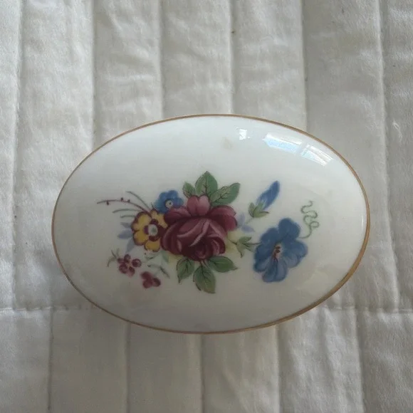 Royal Grafton Fine Bone China Oval Trinket Dish Floral Gold Trim England