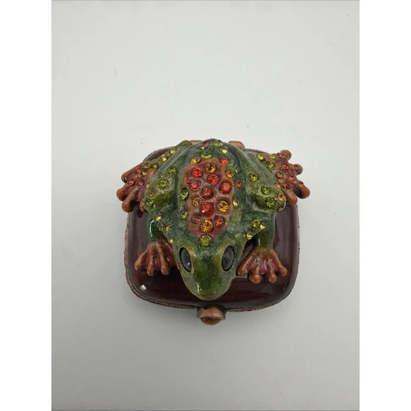 Jay Strongwater Hand Painted Trinket Box Decoration Enameled Mini  Frog
