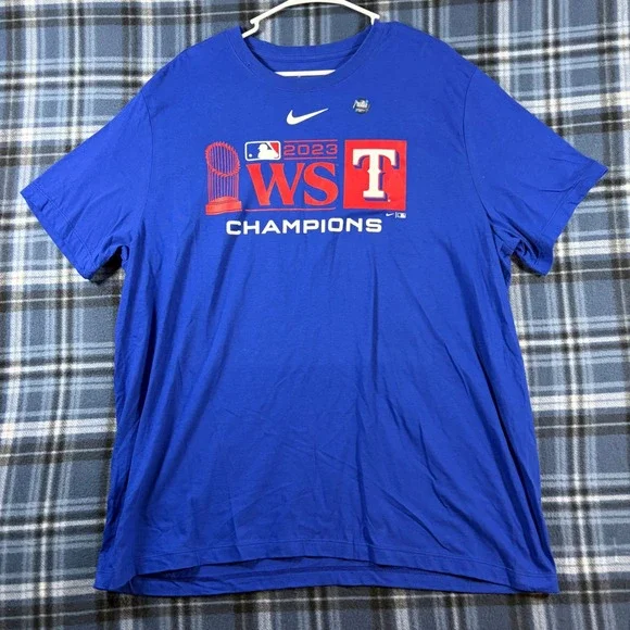 Nike Texas Rangers 2023 World Series Champions Blue T-Shirt Mens XXL MLB Tee