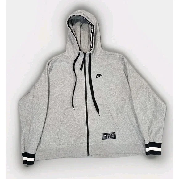 Nike Air Full Zip Hoodie Gray Black Spell Out XXL Authentic Sportswear‎