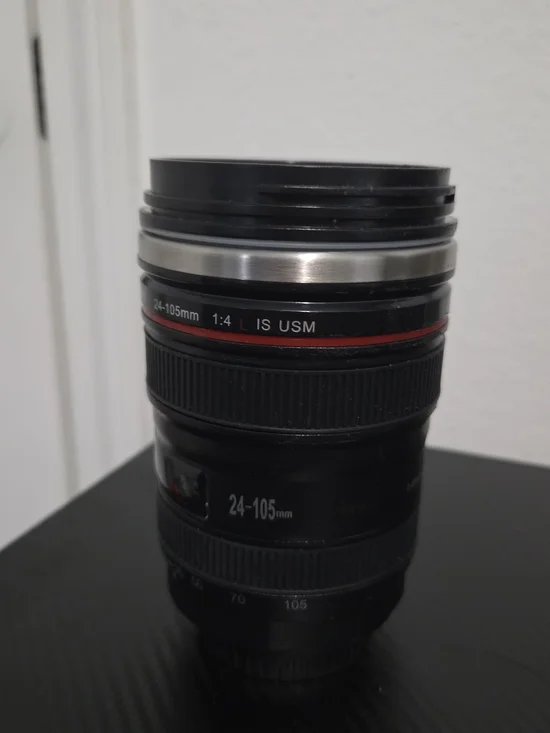 Camera Lens Travel Mug - Black 24-105mm Style Gift Photographer