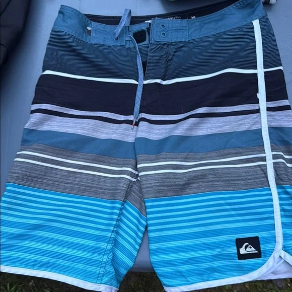 Quiksilver Men's Blue Striped Swim Shorts