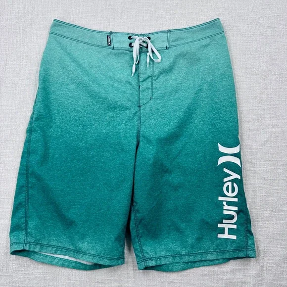 Hurley Block Party Board Shorts Mens 32 Green Heathered Swim Trunks Buckle