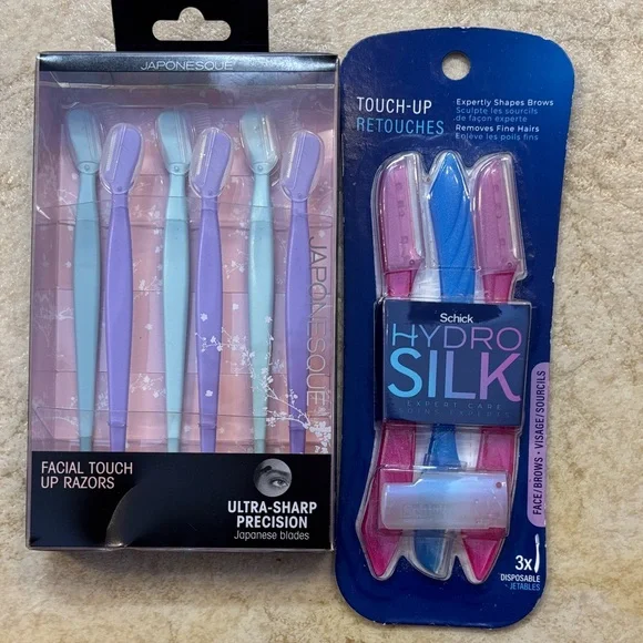 Japonesque Facial Touch Up Dermaplane razor Purple pink Schick Hydro 3 ct
