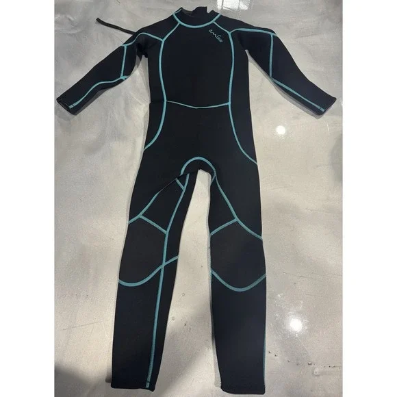 OMG Gear Youth Full Wetsuit Black Teal Neoprene Surf Swim‎ Sz XS/S