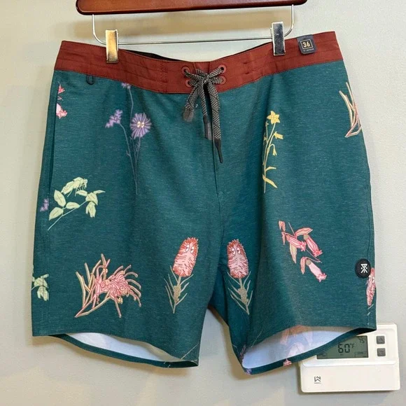 Roark The Chiller Boardshorts‎ Mens 36 Floral Print Hemp stretch Blend Quick Dry