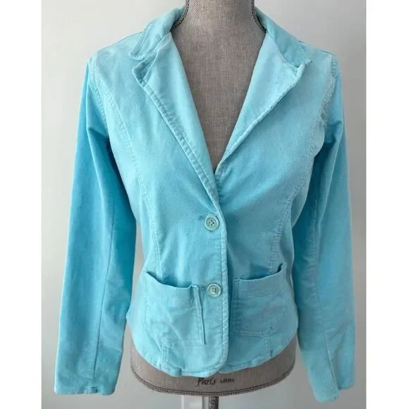 Y2k Vintage Light Pastel Blue Corduroy Blazer Jacket Soft Girl size Girls 16/18