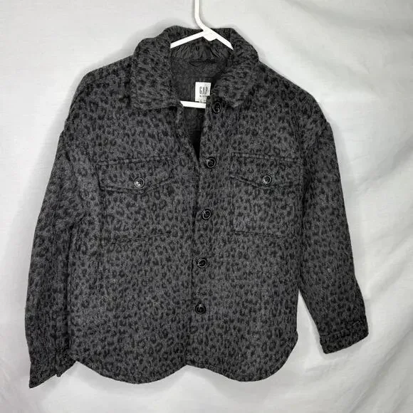 Gap Girls Leopard Print Wool Blend Shacket Size L