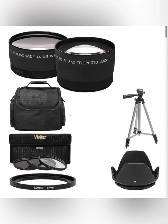 Black Camera Lens and Accessory Kit - Black