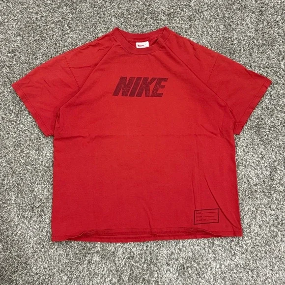 Vintage 90s Nike Red T-Shirt‎ Mens Large Block Logo Locker Label Retro 90s