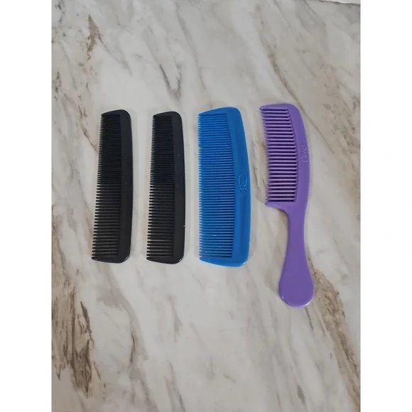 Vintage Goody Super And Pocket Combs Unbreakable Plastic Blue Black Purple