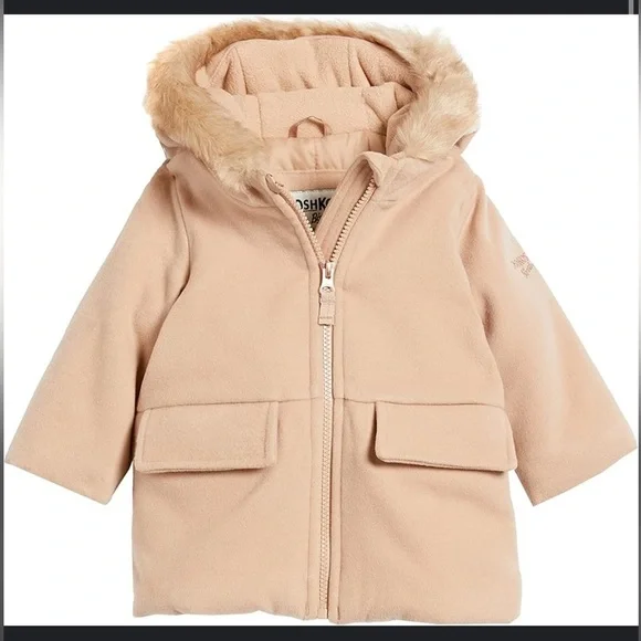 NEW $60 Osh Kosh Baby Girls' Sweet Faux Wool Jacket Dress Coat