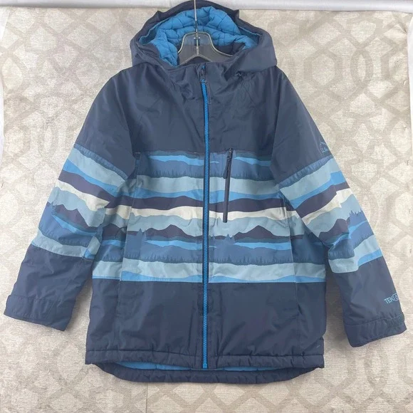 L.L.‎ Bean Kids TEK O2 Waterproof Insulated Jacket Blue Mountain Print M 10-12