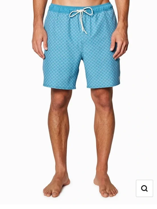 TOES ON THE NOES Malibu Volley Swim Trunks Teal Horizon‎ Print Sz M